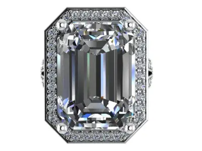 Emerald Halo Split Shank Ring 0686 3D print model