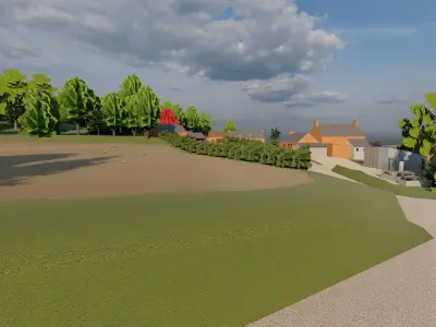 Village life 3D model design Low-poly 3D model