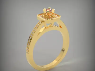 Kolco gold engagement ring with stone Free 3D print model