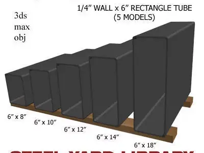 1 4in Wall x6in Rectangle Tube 3D model