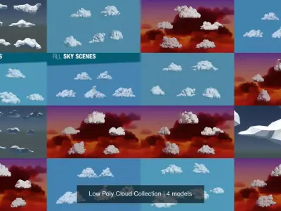 Low Poly Cloud Collection icebergs 3D Model Pack