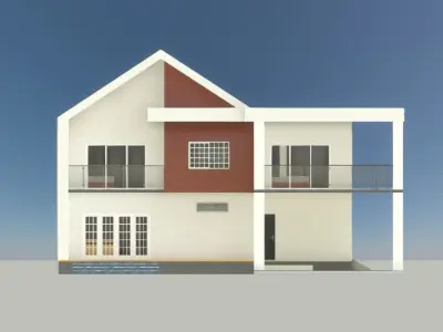 Modern House Plan  Low-poly 3D model