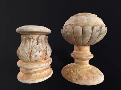 Marble Floral Garden Decoration Low-poly 3D model 2