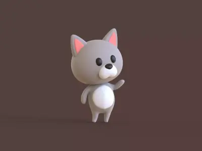 Little Funny Wolf Animated  Low-poly 3D model