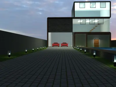 Modren House  with work space 3D model