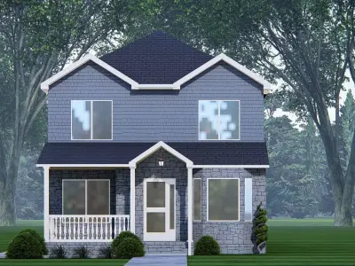 American Exterior House Design Classic Modern Country Home  3D model