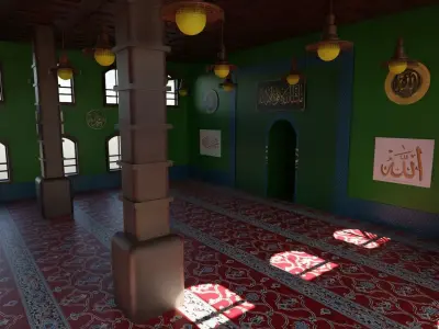 Mosque Interior Low-poly 3D model