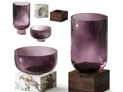 A set of colored glass vases 03 3D model