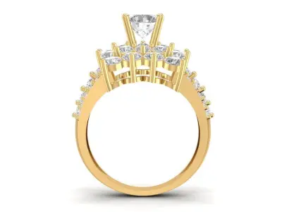 Luxury Flower Cluster Diamond Ring for Women 1472 3D print model