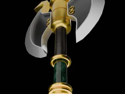 Epic Fantasy Double Headed Battle Axe  PBR Game-Ready 3D Model Low-poly 3D model