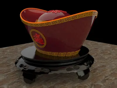 Chinese gold Ingot  3D model