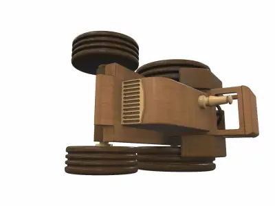 Wooden tractor toy 3 Free 3D model