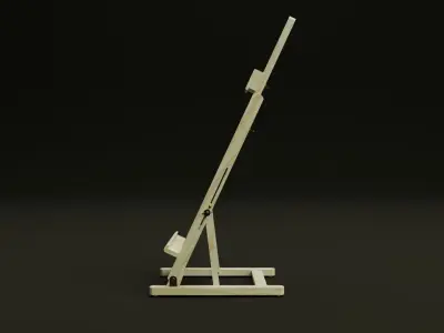 Small realistic wooden easel with brass details 3D model