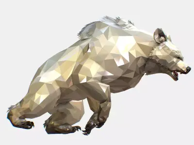 Animated Low Poly Art Arctic animal White Bear Low-poly 3D model