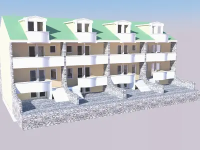 Sketchup exterrior scene model Houses in a row 3D model