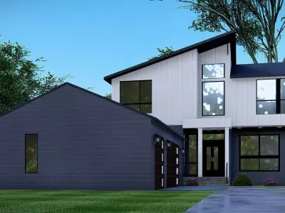 Modern Two-Story American House Contemporary Home Exterior 3D  3D model