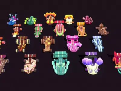 Stylish candy cookies for cars Low-poly 3D model