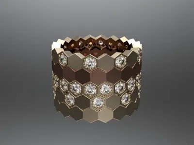 Hexagon Honeycomb strackable Rings 3D model