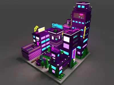 Voxel Sity 2 Free low-poly 3D model