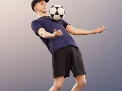 Max 13126 - Young Man Playing Soccer Low-poly 3D model