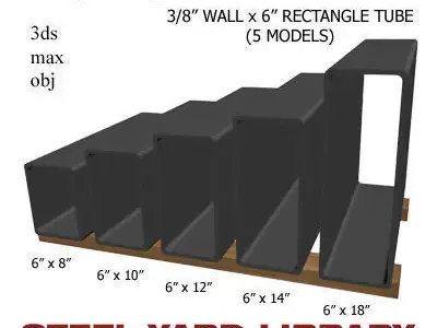 3 8in Wall x6in Rectangle Tube 3D model