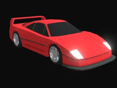 F40 Race Car Low Poly Low-poly 3D model