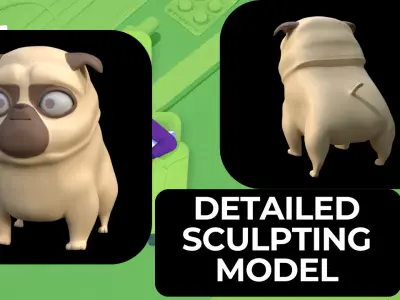 Fully Rigged Cartoon Character Dog Low-poly 3D model