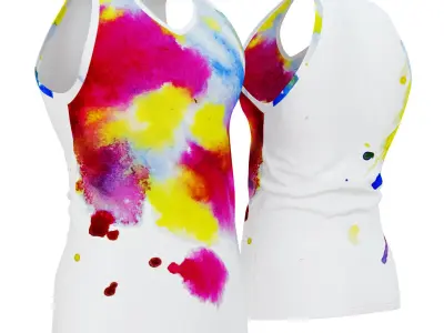 T-shirt with abstract paint pattern 3D model