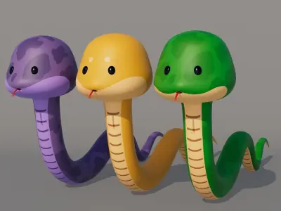 Rigged Cartoon Snake Low-poly 3D model