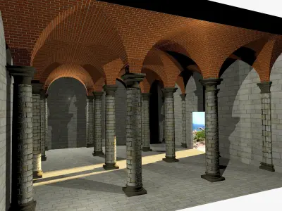 Vaulting 1-1   Romanic  500m spaced  simple Low-poly 3D model