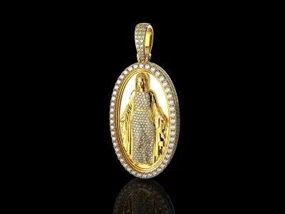 Virgin Mary With Diamonds Pendant N2 3D print model