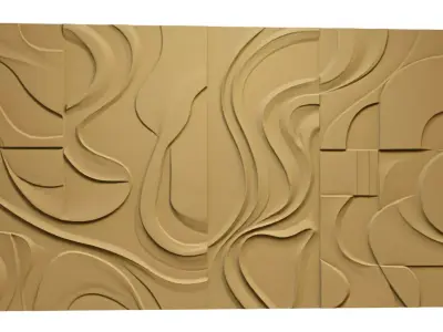 Modern Abstract Relief Panel Wall Decor Set STL Mural CNC 315  3D model