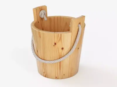 Small Wooden Bucket Free low-poly 3D model