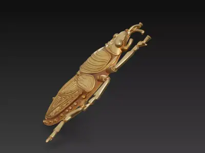 Golden Scarab Ornament - Luxury Insect Relief Sculpture 3D print model