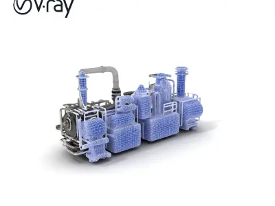 Industrial Machine D Model Pack Low-poly 3D model