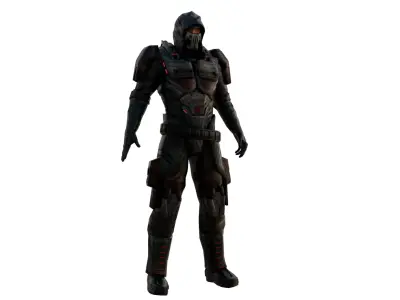 Elite Futuristic Soldier 3D Model Rigged and Game Ready  Sci Fi Low-poly 3D model