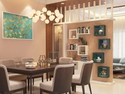 Dining hall and drawing room Low-poly 3D model