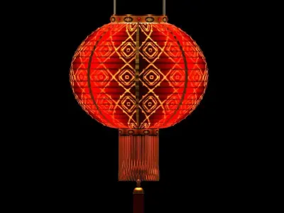 Chinese Red Lantern 3D model 16
