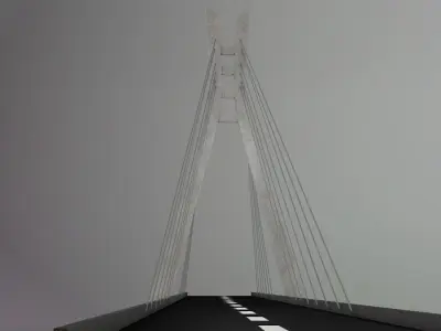 Suspension bridge Low poly  Low-poly 3D model