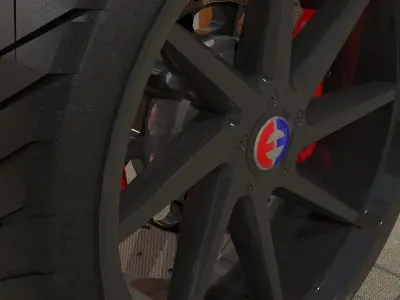 Car wheel with tire and brakes 3D model