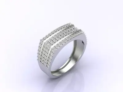 Print Ready STL 3DM  Gents Rings Diamond Men Ring  3D print model 186