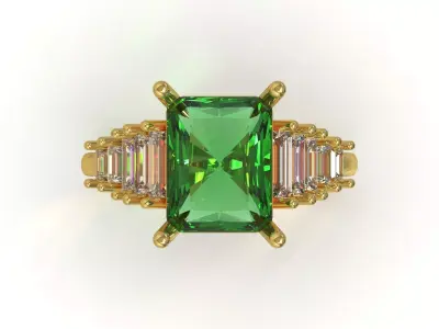 Royal Emerald stl 3dm Ring Model jr00250 3D print model
