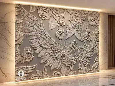modern panel wall decor set relief stl mural CNC 282  3D model