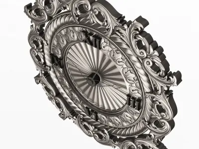 Classic Wall Clock 019 Chrome Low-poly 3D model