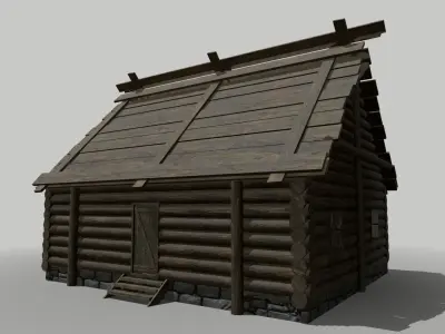 Log Cottage Free low-poly 3D model