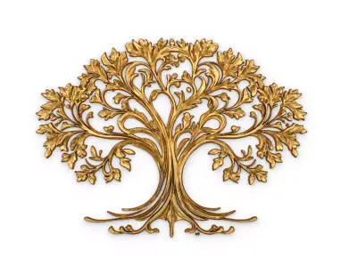 mural tree decor set ornament 02 3D model
