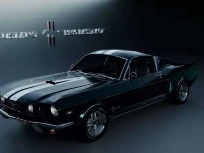 Mustang 1965 Rigged Complete Car With Engine 3d model Low-poly 3D model