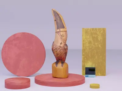 Parrot Toucan statuette Low-poly 3D model