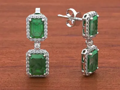 Emeralds earrings 3D print model