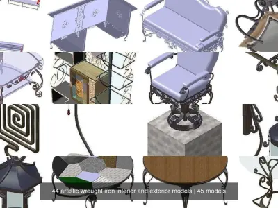 44 artistic interior and exterior metal work 3D Model Pack